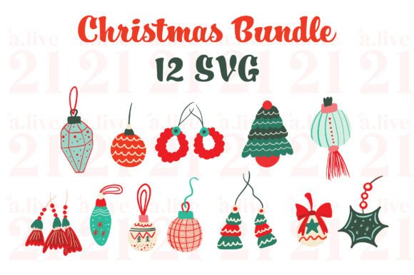 12 Christmas Balls Clipart SVG for Modern Illustrations