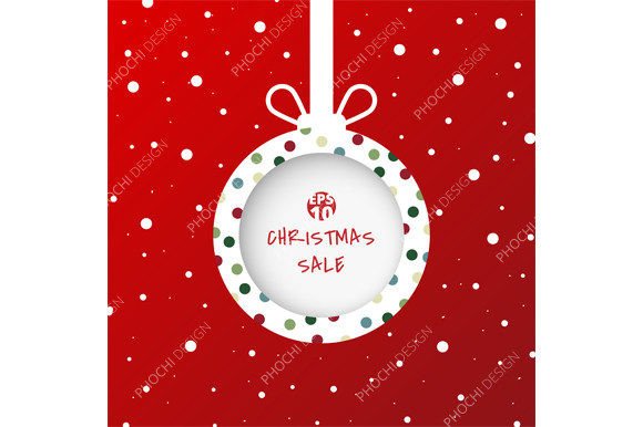Christmas Ball Paper Cut with White Snow for Illustrations