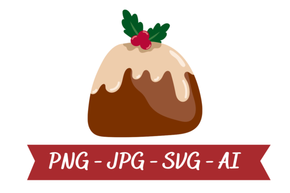 Christmas Cake Clipart - Cake Svg - Png in Illustrations