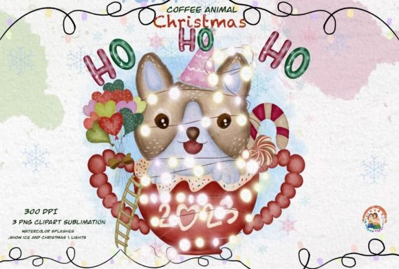 Christmas Coffee Cute Sublimation Clipar for Illustrations