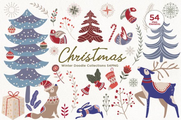Christmas Doodle PNG Collection for Modern Illustrations
