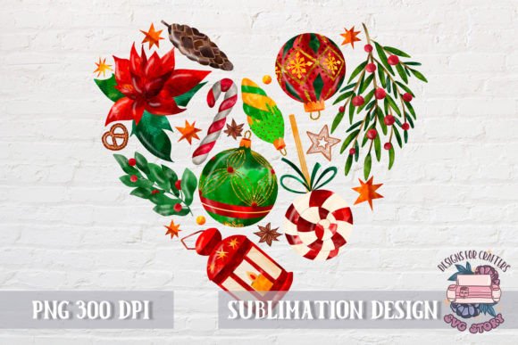 Christmas Heart PNG Sublimation for Festive Illustrations