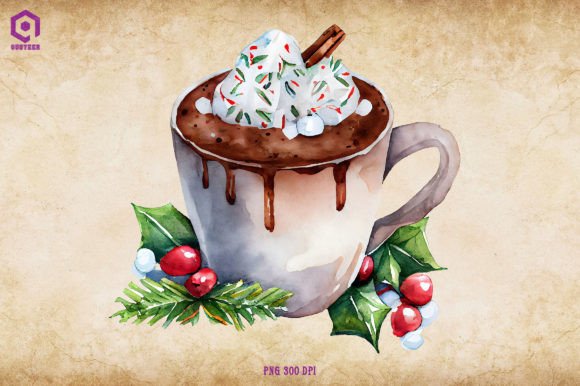 Christmas Hot Cocoa Clipart 12 for Illustrations and Digital Sellers