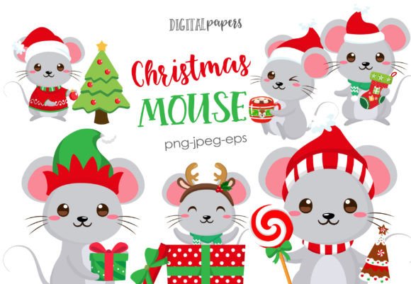 Christmas Mouse Illustrations for Modern Content Publishing