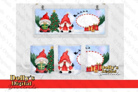 Christmas Present Gnome Mug Wrap: Cozy Illustrations for Makers