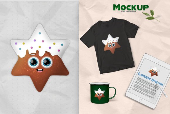 Christmas Star Cookie Sublimation Design for Illustrations