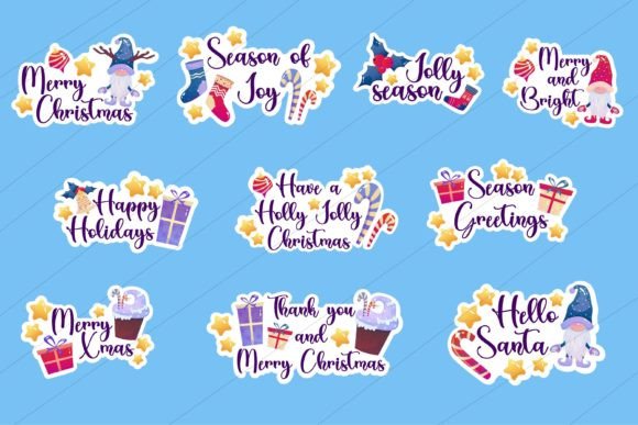 Christmas Sticker with Gnome and Gift: Illustrations for Crafters
