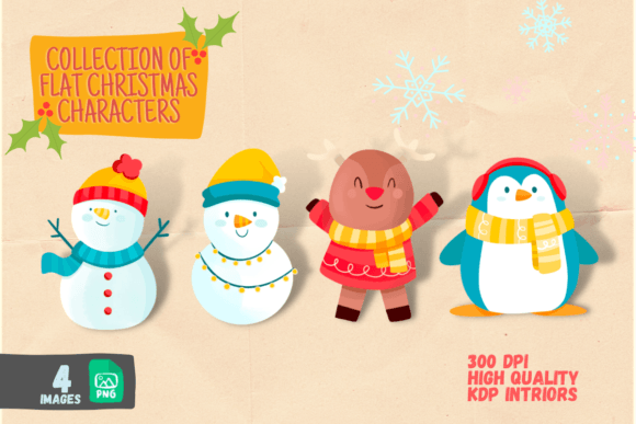 Collection of Flat Christmas Characters for Modern Illustrations