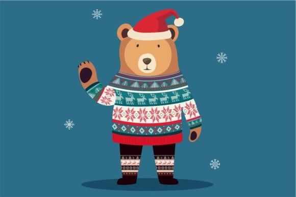 Cute Bear Wearing a Tacky Christmas for Bloggers and Illustrations