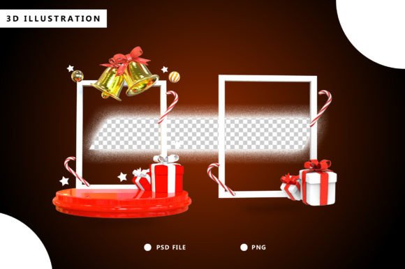 Decorated Christmas Holidays Photo Frame for Illustrations