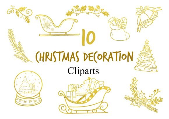 Gold Christmas Decoration Clipart: Elevating Holiday Illustrations