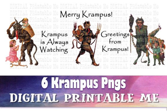 Krampus PNG Bundle, Clip Art Christmas for Illustrations