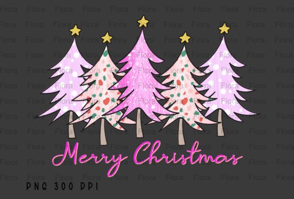 Merry Christmas Trees Doodle Sublimation for Illustrations