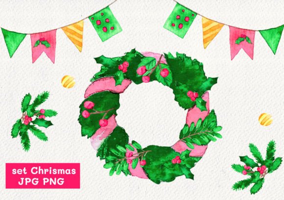 Set Christmas Watercolor: Fresh Illustrations for Modern Publishing