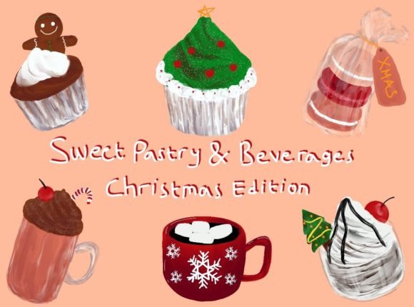Sweet Pastry Beverages Christmas: A Designer's Review of Seasonal Illustrations